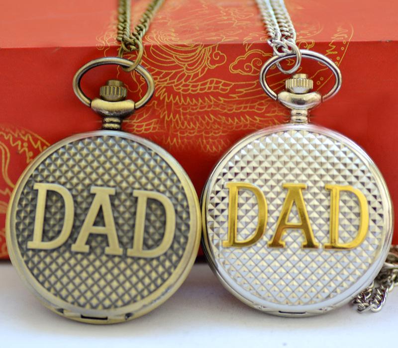 

DAD Pocket Watch Fathers Day Birthday Best Gift Fob Pendant Clock Daddy I LOVE YOU FOREVER Watches Sliver Gold Bronze Flip Case Reloj, Slivery;golden