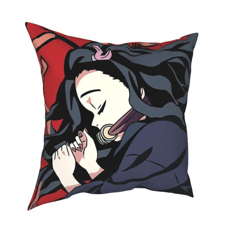 

Demon Slayer Kamado Nezuko Pillow Case Home Decor Kimetsu No Yaiba Cushions Throw For Double-sided Printing Vintage Cushion/Decorative