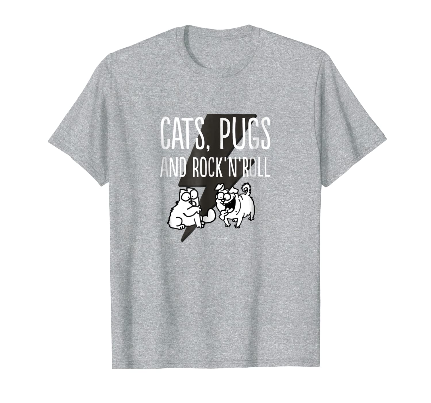 

simon's cat: cats, pugs and rock'n'roll t-shirt, White;black
