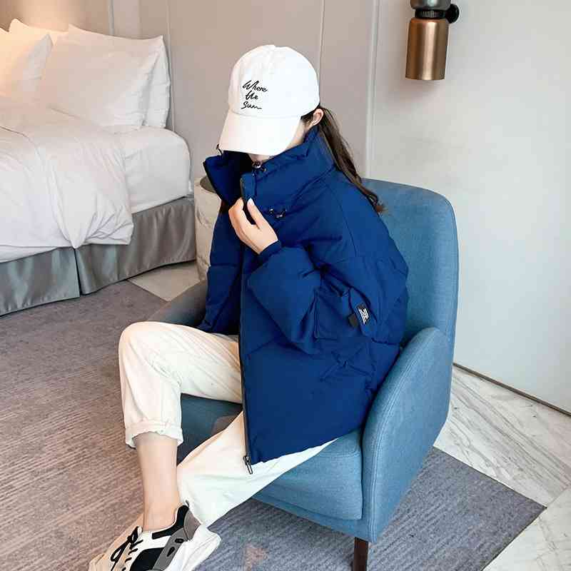 

Winter Short Parkas Mujer Women Loose Stand Collar Zipper Casual Jacket And Coats Female Puffer Bubble Coat Warm Outerwear 210602