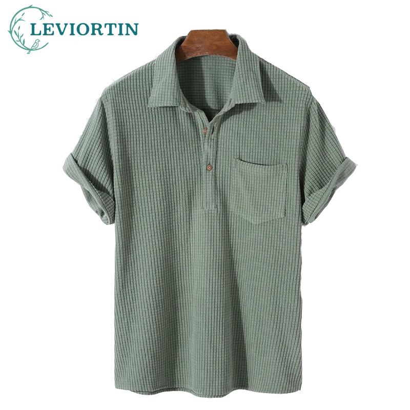 

Men' Casual Shirts Brand Summer Mens Slim Fit Lightweight Waffle Henley Shirt Lapel Neck Short Sleeve T, Black