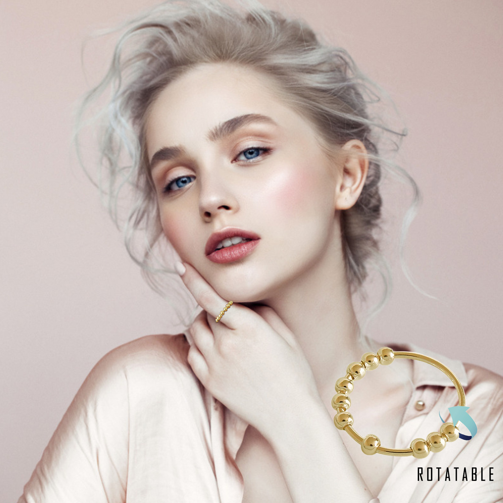 

Fidget Ring for Women Bead Ring Dainty Minimalist Anti Worry Jewelry Gift Spinning Rings for Men Stress Relief Anxiety Sensory Toys Wholesale