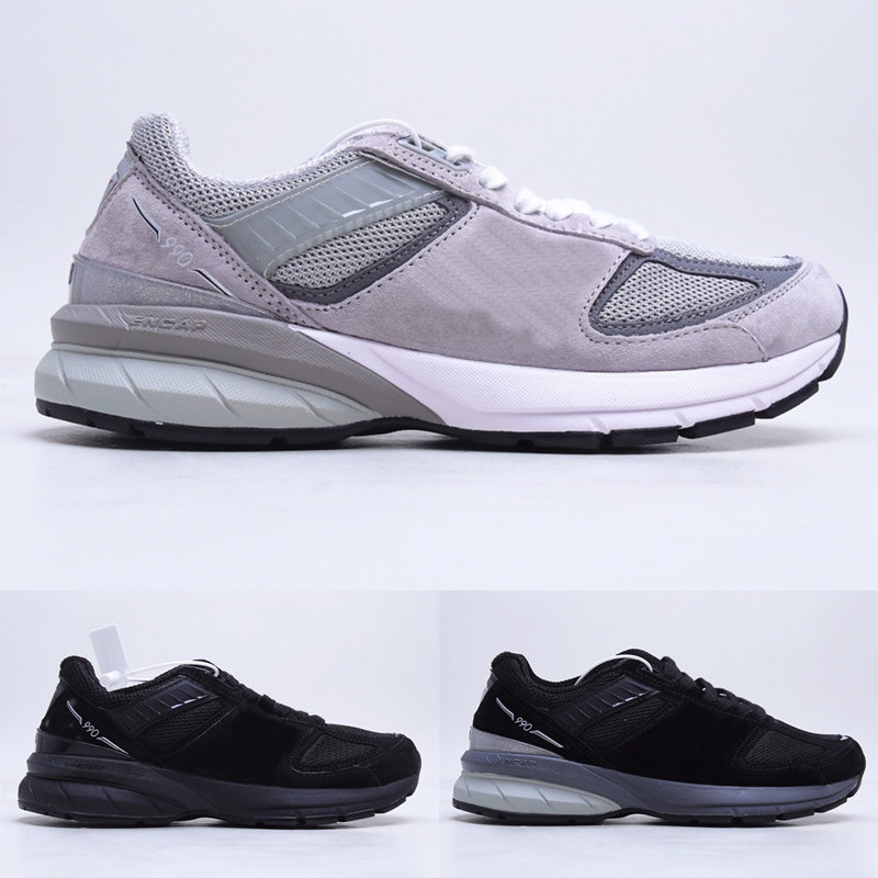 

New M990 990 V5 Designer Skate Shoes Grey Triple Black Men Women Sports Low Sneakers 36-44