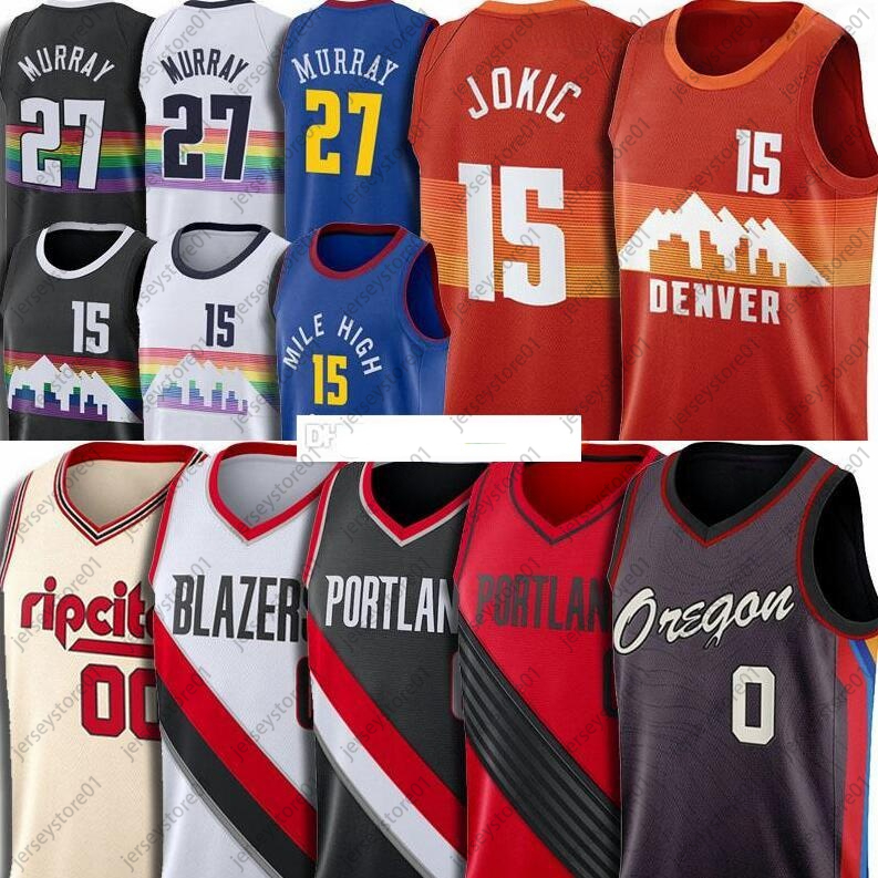 

Nikola 15 Basketball Jokic Jersey Jamal 27 Murray Jerseys Damian 0 Lillard Jersey Carmelo 00 Anthony Jerseys Portlands Denvers Uniform, Grey