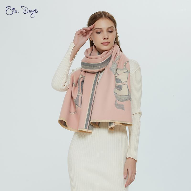 

Scarves Winter Cashmere Scarf Women Design Warm Pashmina Blanket Carriage Lady Shawl Decoration Thick Foulard Cappa 200*70cm, Blue;gray
