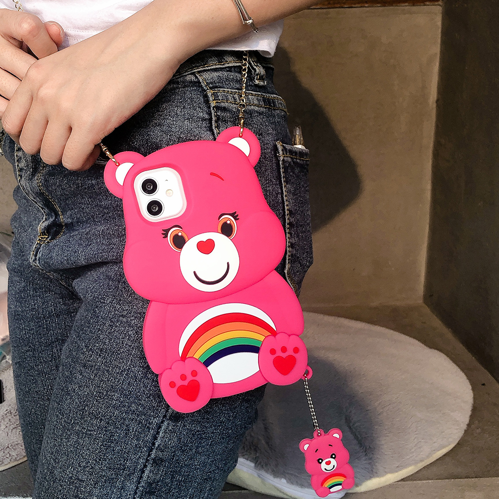 

50pcs 3D Bear Soft Cover Cute Funny Phone Cases for iPhone 6S 7 8 Plus X XR Xs 11 12 Pro Max back case, Blue