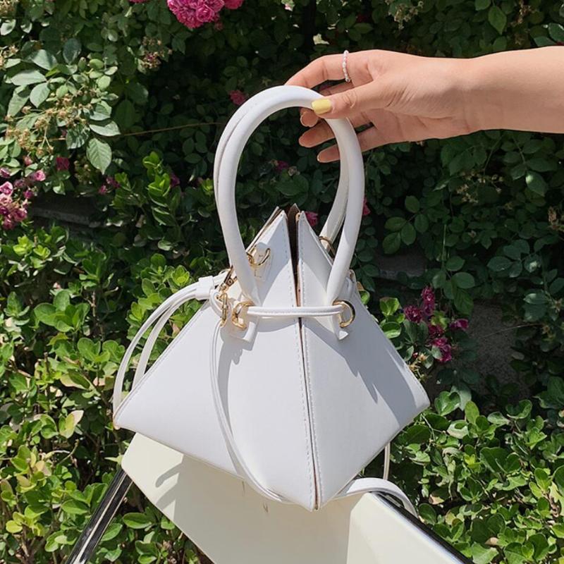 

Shoulder Bags Solid Color Triangle Tote Bag 2021 Summer PU Leather Women's Designer Handbag Messenger Purses, Black