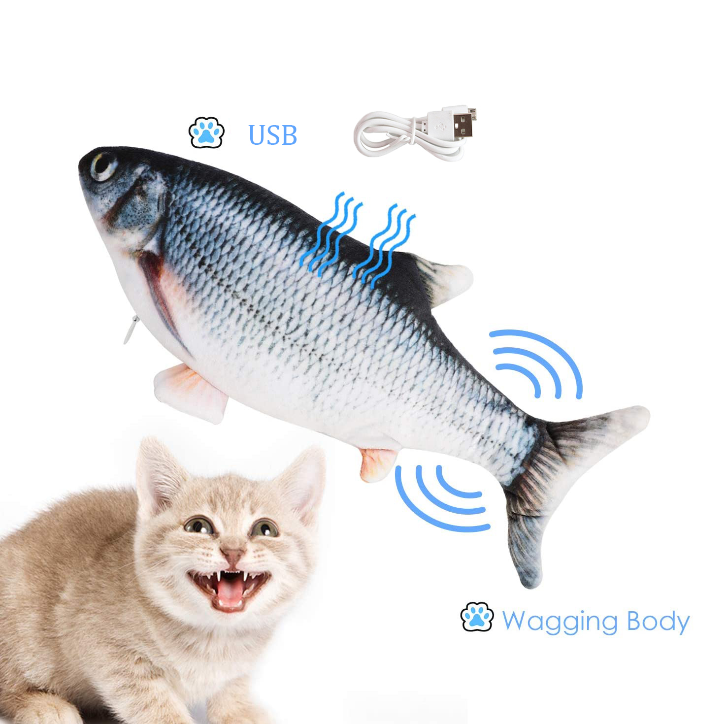 

2021 Pet Soft Electronic Fish Shape Cat Toy Electric USB Charging Simulation Fish Toys Funny Cat Chewing Playing Supplies Gifts