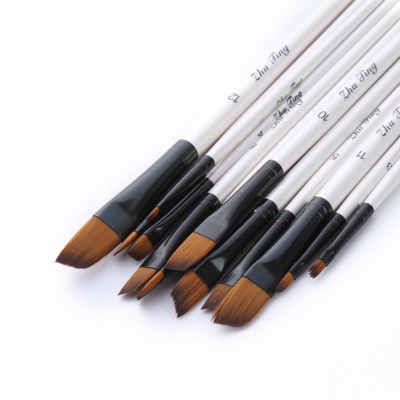 

12pcs Nylon Mair Wooden Mandle Watercolor Paint Mrush Pen Set For Learning Diy Oil Acrylic Painting Art Mrushes Supplies Makeup M