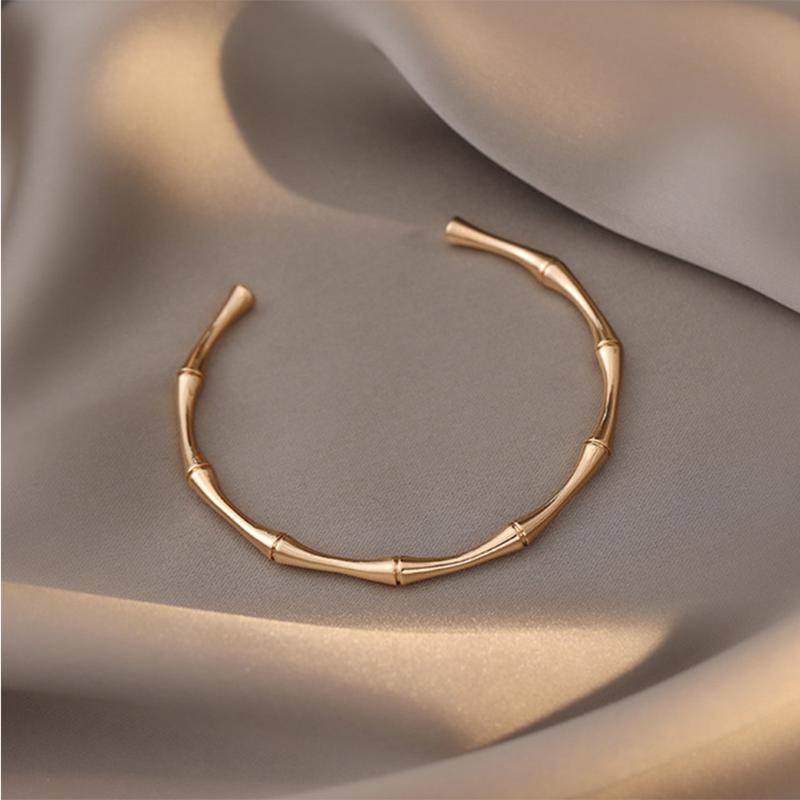 

Bangle ALIZONE Design Bamboo Shape Adjustable Size Bracelet For Woman Fashion Luxury Korean Jewelry Retro Girl's Unusual