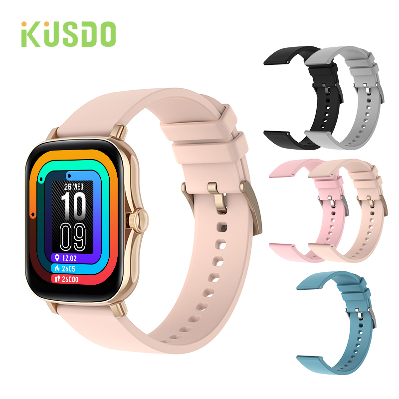 

KUSDO 2021 NEW Fashion Smart Watch Men Women Waterproof Smartwatch Sport Fitness Bracelet Tracker Band GTS 2 For Apple Androidg, Gold