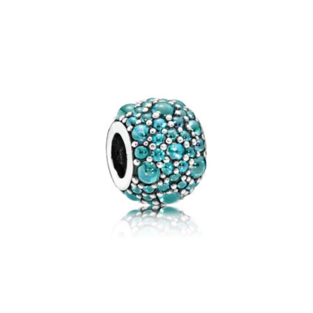 

100% 925 Sterling Silver Sparkling Turquoise Charms Fit Pandora Original European Charm Bracelet Fashion Women DIY Jewelry Accessories