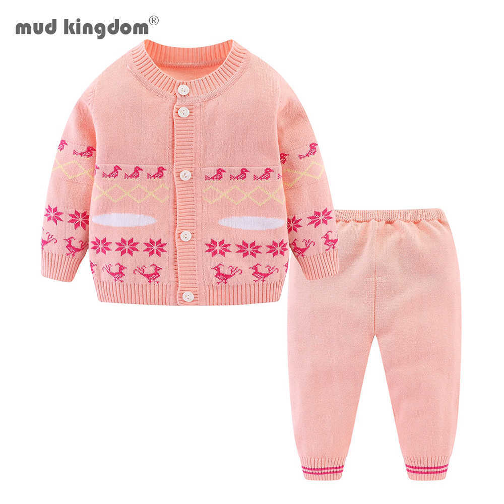 

Mudkingdom Girls Boys Suit Fall Baby Clothing Sets Winter Knitting Sweater Pants Infant Knit Tracksuits 210615, Blue