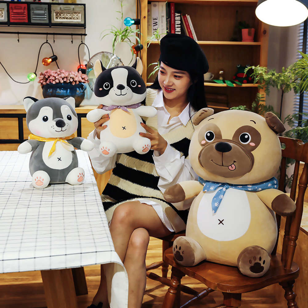 

Creative travel husky plush toy cartoon fadou Jingba dog doll children's, Blue