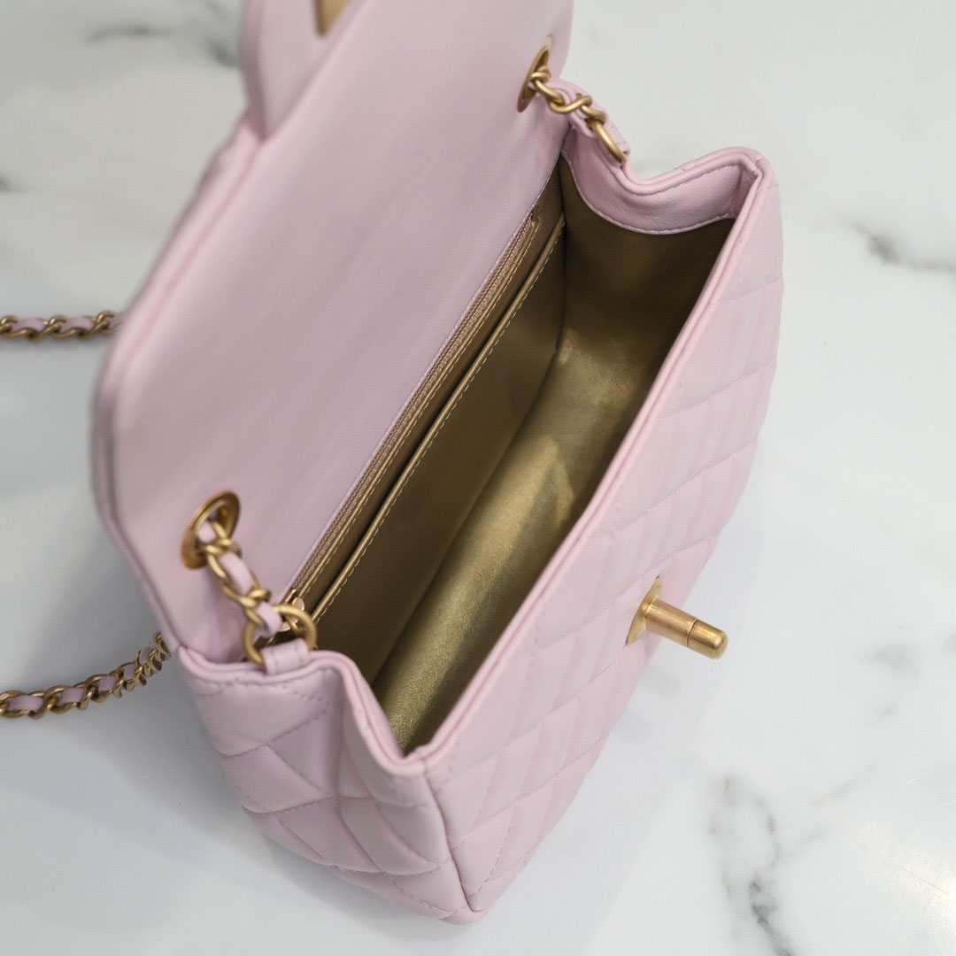 

2021 new high quality bag classic lady handbag diagonal bag leather 13-18-7, Pink