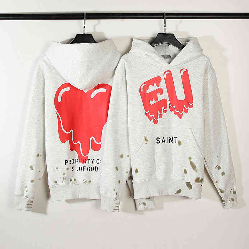 

Sweatshirts Saint Hoodies Michael Limited Co initials love dissolving graffiti used loose Plush, Oatmeal ash