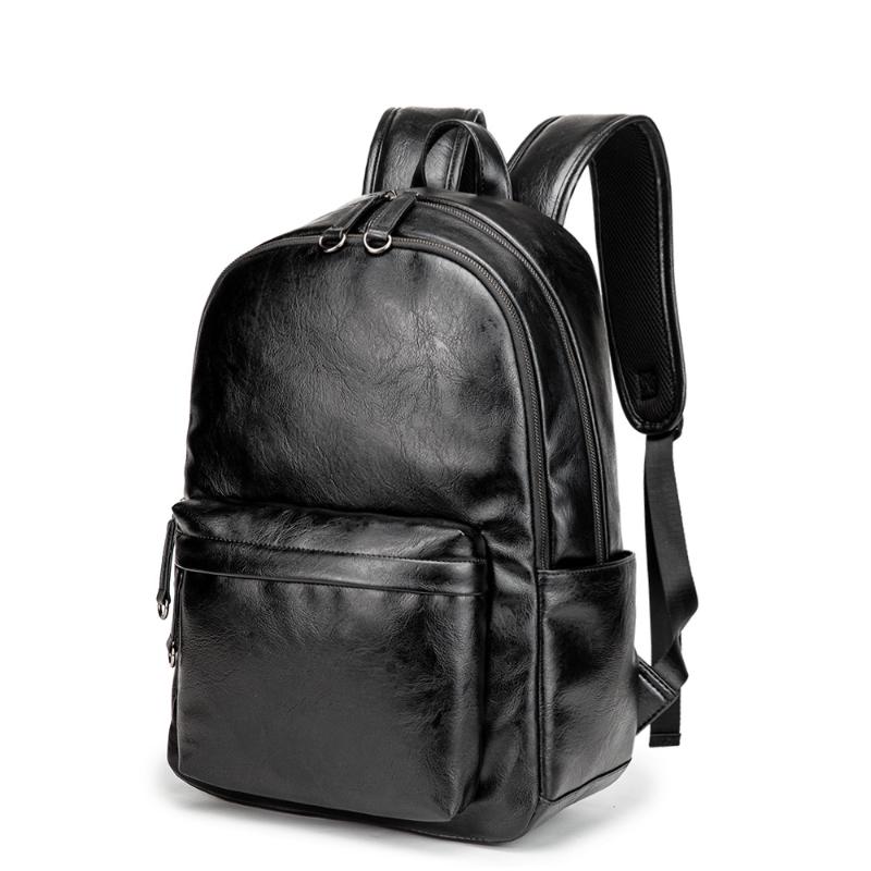 

Backpack Pu Soft Leather Men's Casual Business Bag Computer, Black
