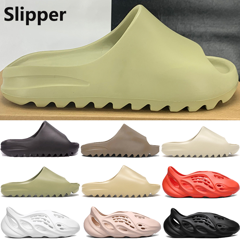 

New foam runner platform slipper sandal shoes resin triple black white bone Earth Brown mens women stylist slides sandals US 5-11