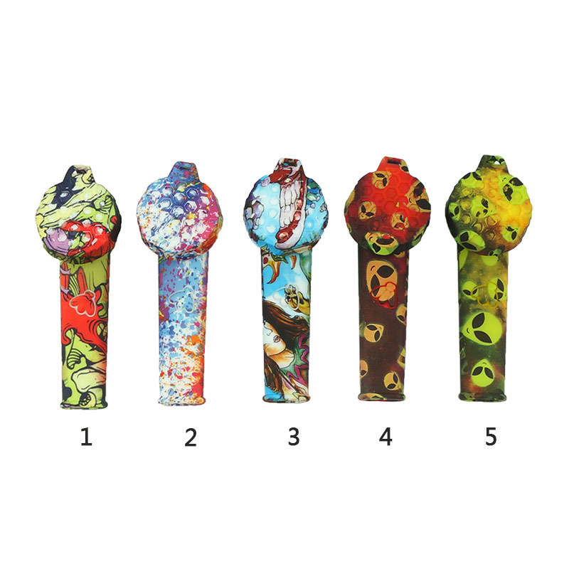 

Bee silicone short pipes Conjoined cigarette portable multi-color luminous printed small pipe