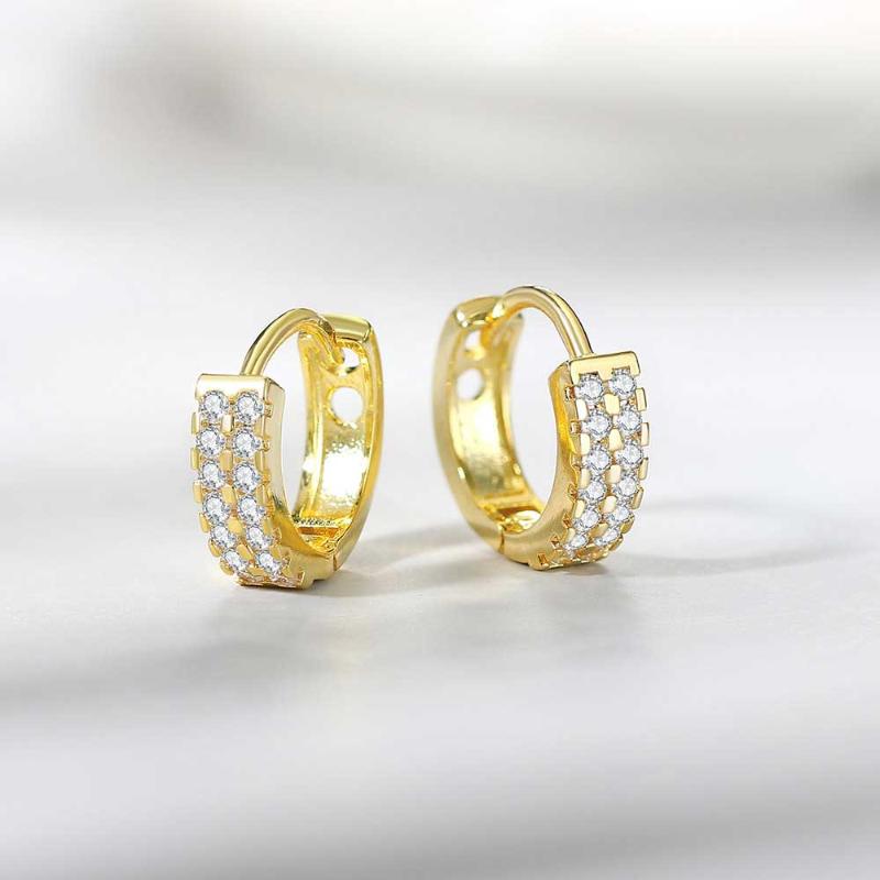 

Hoop & Huggie ZHOUYANG Earrings For Women Double Row Set Zircon Iced Out Gold Color Hip Hop Fashion Men Jewelry Ear Accessories KBE421