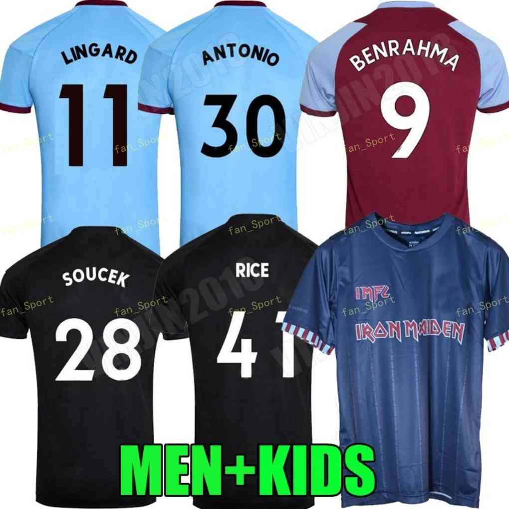 

20 21 WEST soccer jersey 2020 2021 LINGARD NOBLE HAM ANDERSON UNITED RICE NOBLE football shirt men + kids kit 125 years 125th Anniversary, Black;yellow