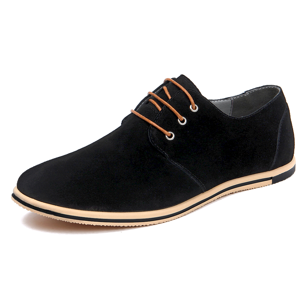 

Men Oxfords Men Leather Shoes Brand Casual Cow Suede Comfortable Formal Dress Shoes Men Flats, Black