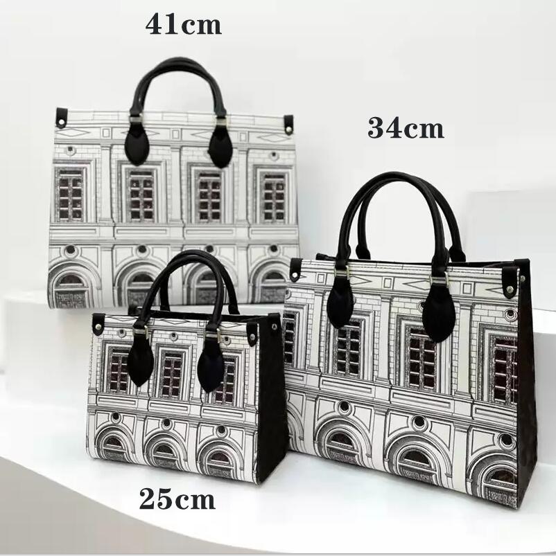 Sacs de créateurs Dernières femmes Sacs à main Italie Architectural avec lettres classiques Fashion dames Sac à provisions sur le go totes 25cm 3