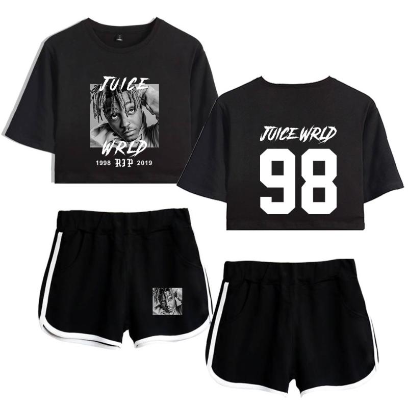 

R.I.P. Respect Rapper Juice WRLD Jarad Anthony Higgins Print Women Two Piece Set Shorts+lovely T-shirt Clothes Women's Tracksuits, Picture color