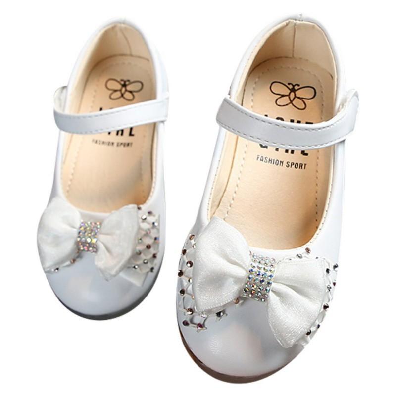 

First Walkers Baby Girls Shoes PU Leather Buckle With Bow Soft Soled Non-slip Crib Kids Girl