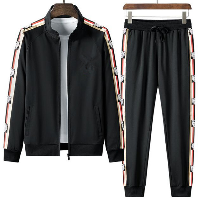 

Men Woemn Tracksuit Jackets Top Version Spring Autumn Unisex Tracksuits With Letters Side printing Tops+Pants Casual Jacket Sport Suit Asian Size M-4XL, Red-b