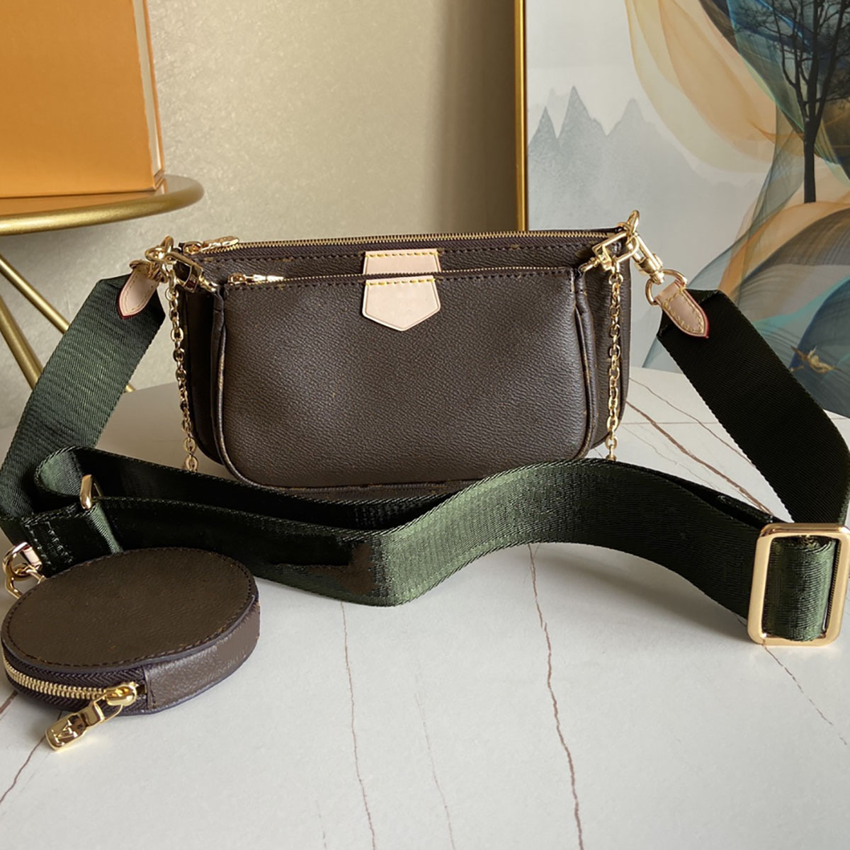 

Multi Pochette Accessories Women Crossbody Bag Genuine Handbags Purses Lady Tote Bags Coin Purse, Nude