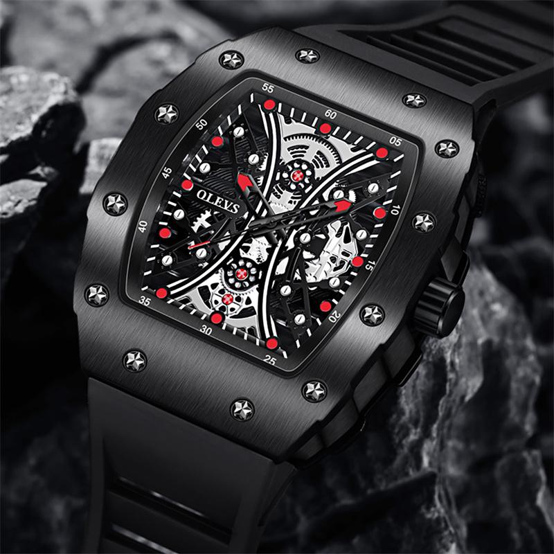 Montres-bracelets 2021 Tonneau Design Montres pour hommes Top Militaire Caoutchouc Militale Quartz Montre homme Horloge Bracelet de la mode