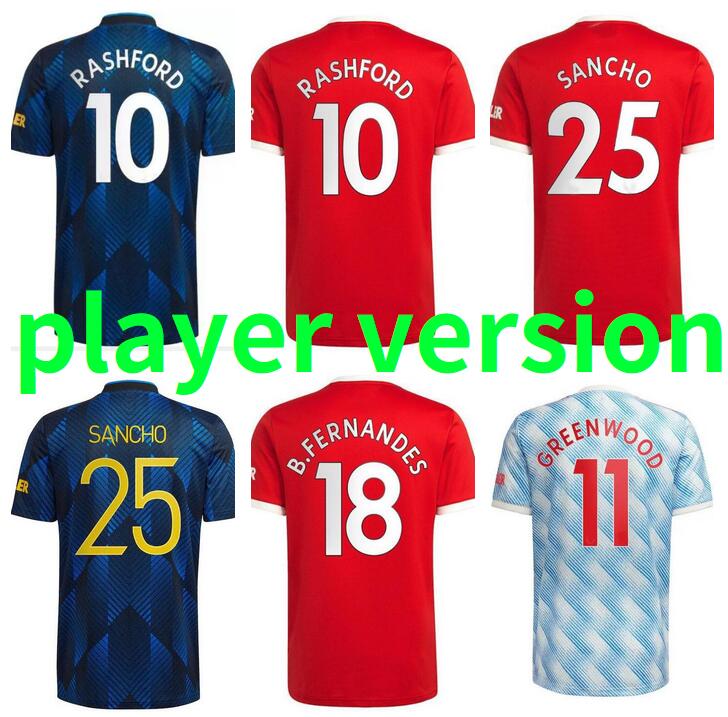 

21 22 SANCHO SHAW R.VARANE CAVANI soccer jerseys Player version B.FERNANDES VAN DE BEEK MARTIAL GREENWOOD RASHFORD POGBA LINGARD football shirt 2021 2022