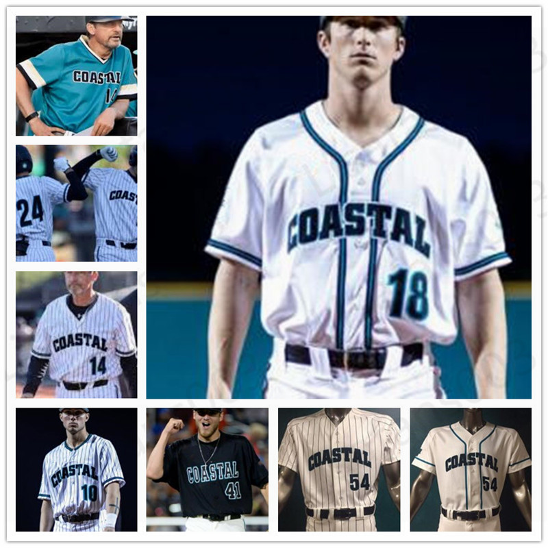 

Custom Coastal carolina college baseball stitched jerseys any name number BOBBY HOLMES CAMERON PEARCEY MEN personalized jersey, White