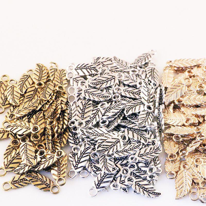 

Charms 50g Metal Mixed Charm Plant Leaves Copper Bracelet Necklace Handmade Jewelry Making Wholesale DIY, Bronze;silver