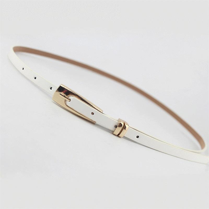 

Belts Arrival Candy Color Thin Pu Leather Belt Female Red Brown Black White Yellow Waist For Women Dress Strap