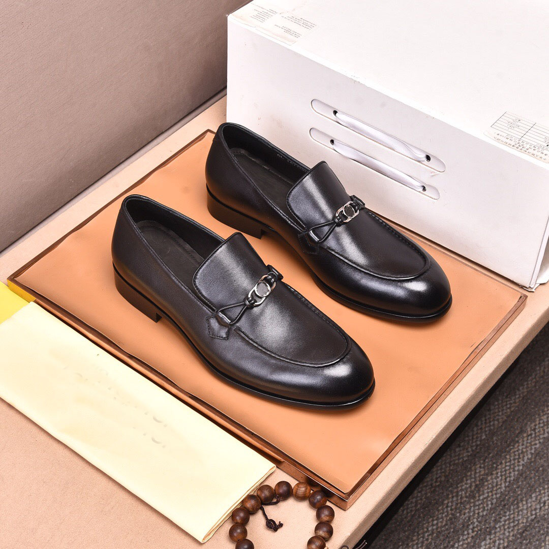 

2021 Mens Fashion Designer Genuine Leather Casual Loafers Comfortable Office Dress Shoes Brand Formal Wedding Flats Size 38-44, Black