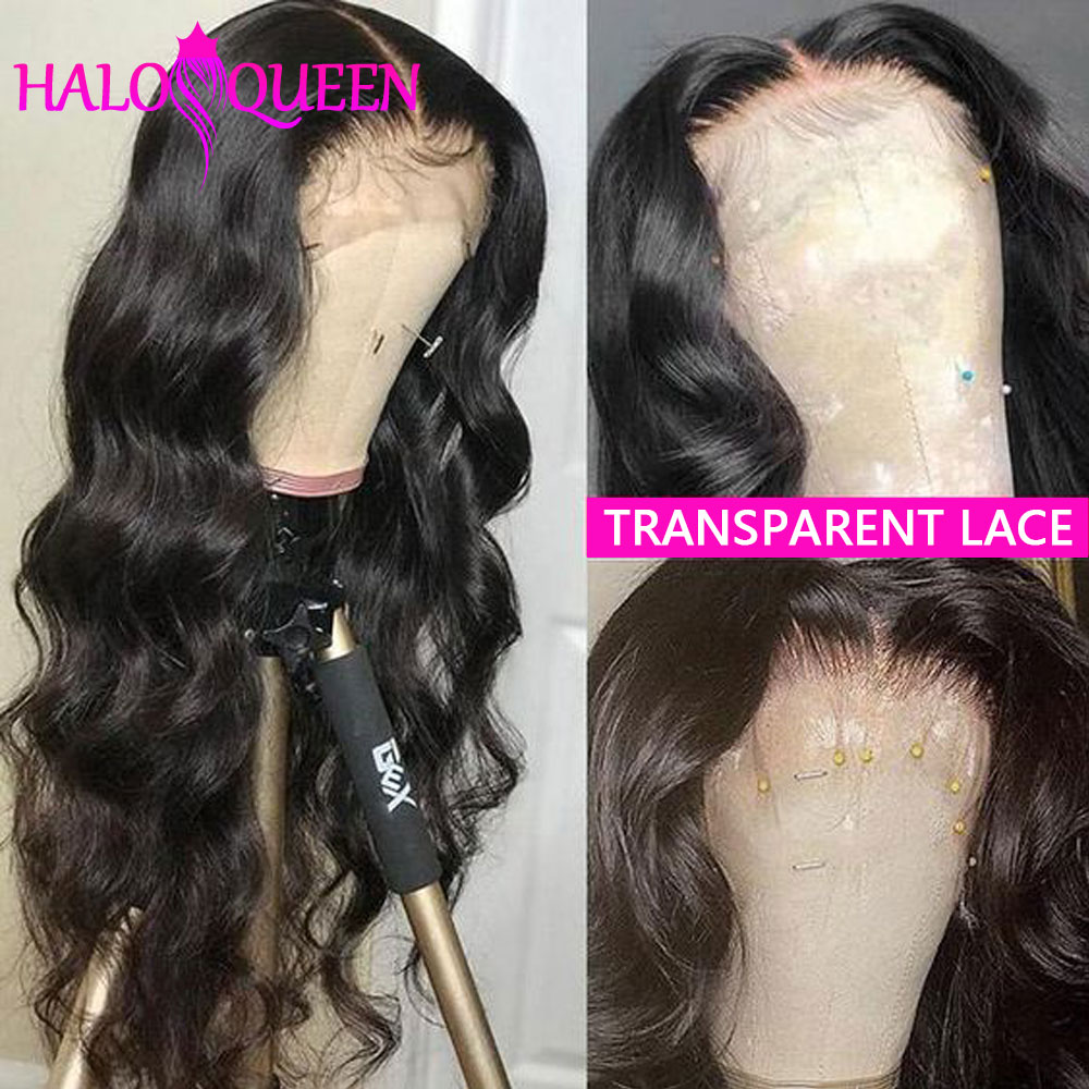 

Brazilian Huamn Hair Lace Front Wig Black Lace Frontal Wig Long Body Wave Frontal Wig 13X4 Huamn Hair 180 Density 30 32 Inch, Natural color