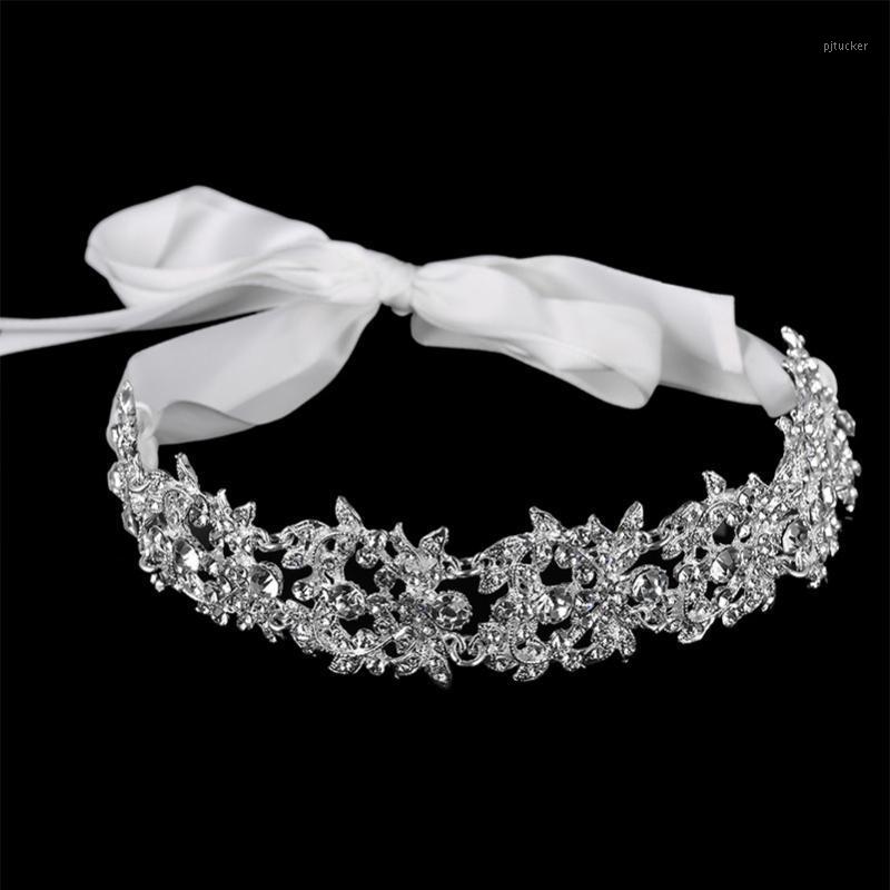 Handmade Bridal Headband Tiara Crystal Wedding Hair Accessories Ribbon Elegant Headpiece Rhinestone Women Jewelry1-image-712463576