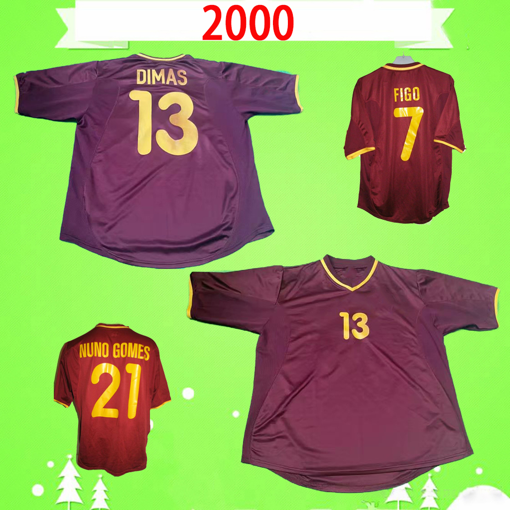 

retro soccer jersey 2000 classic football shirt vintage Camisa de futebol 00 home red #7 FIGO #10 RUI COSTA C.RONALDO 21 NUNO COMES #13 DIMAS #18 COSTINHA