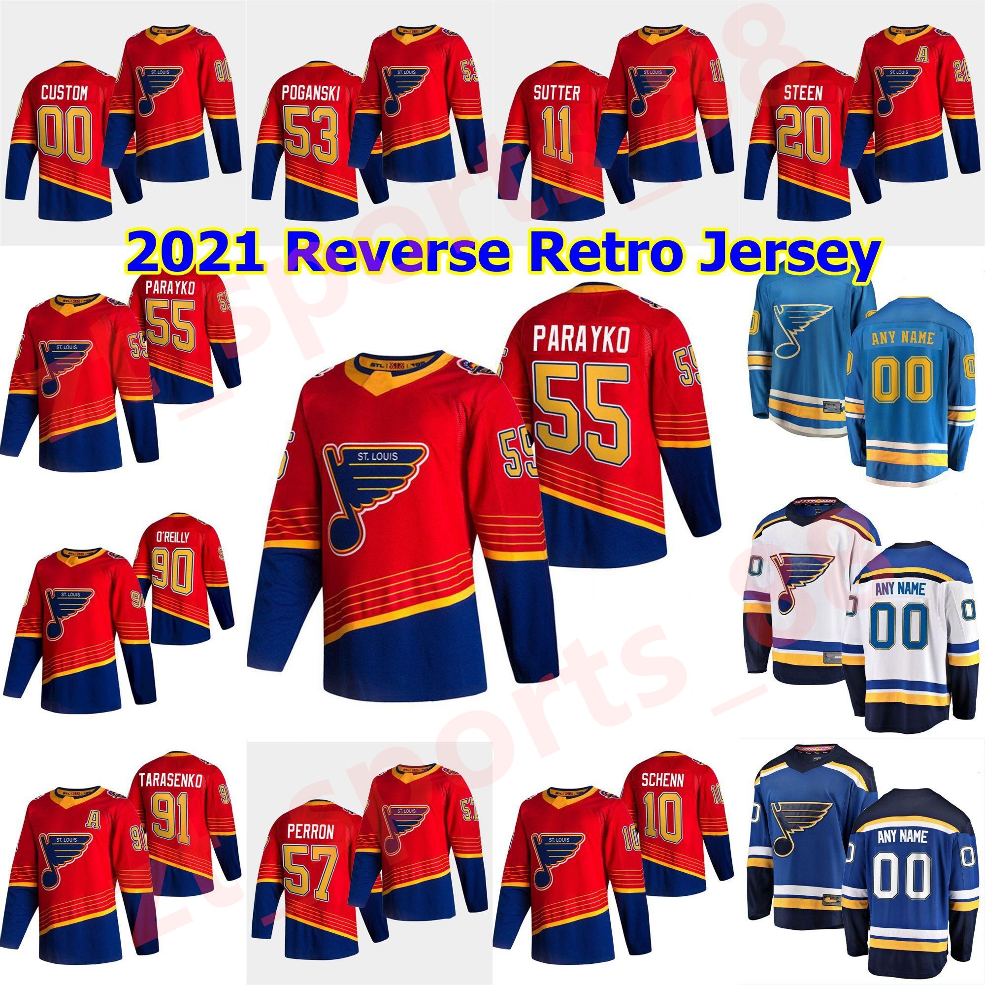 

St. Louis Blues 2021 Reverse Retro Hockey Jerseys Jay Bouwmeester Jersey Michael Del Zotto Patrick Maroon Tyler Bozak Zach Sanford Custom Men, As shown in illustration