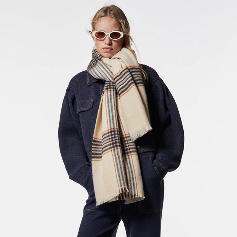 

Scarves Europe United States Z Home Classic Double-sided Large Plaid Scarf Winter Thickened Warmth Cashmere 2022 Xmas Gifts