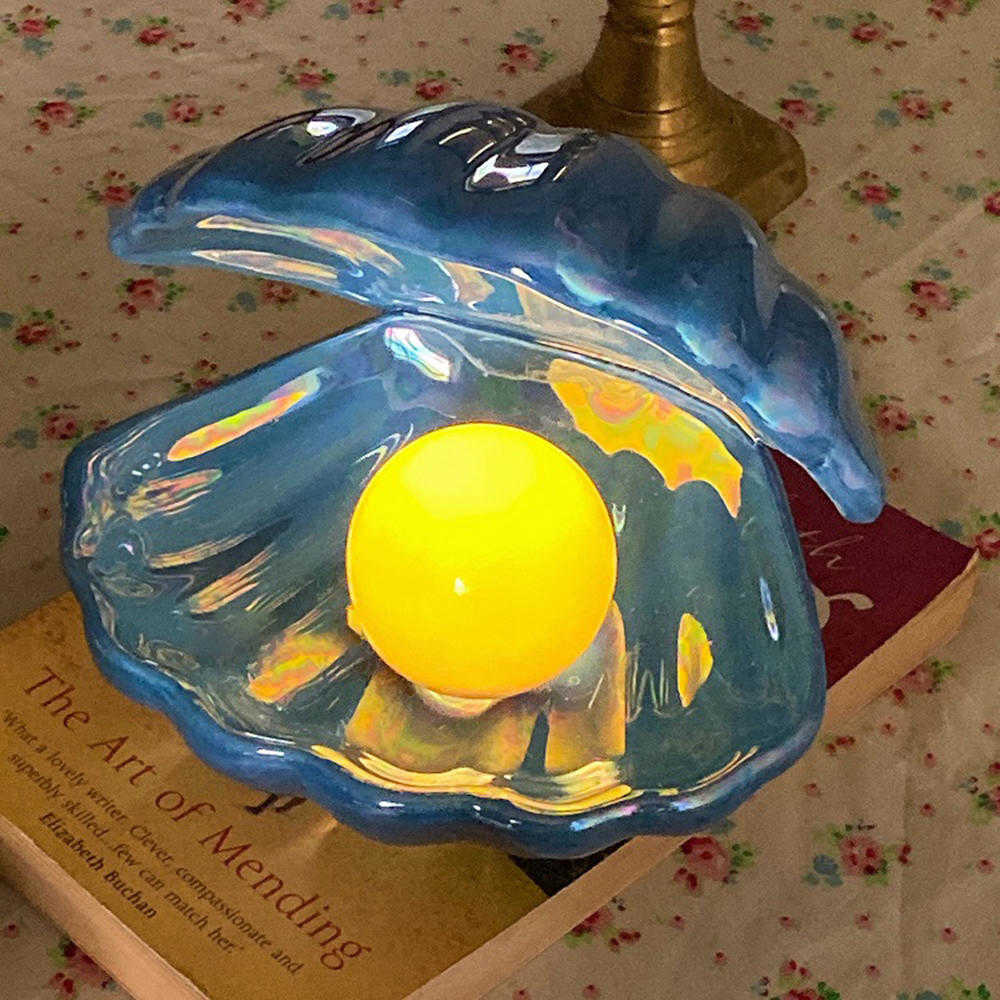 

Ceramic Shell Pearl Lamp Bedroom Decor Night Light Streamer Fairy Shell for Girl Home Decoration Bedside Lamp Girl Gift H0922