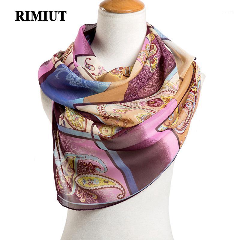 

Scarves RIMIUT Soft Silk Women's Fashion Chiffon Scarf Geometric Thin Shawl In Autumn Summer Women Girl's Bufanda, Blue;gray