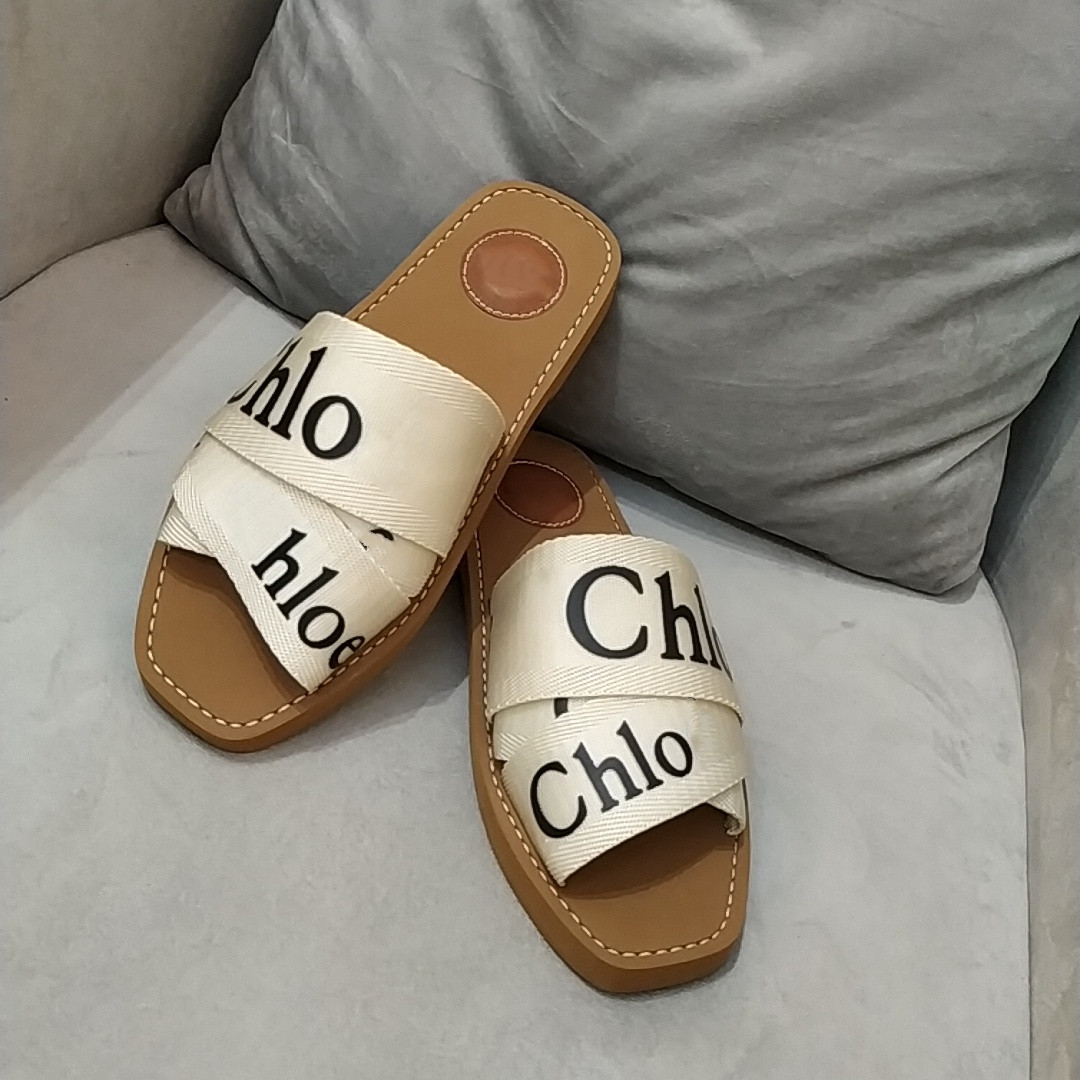 

W3 2021 Newest Branded Women Woody Mules Fflat Slipper Deisgner Lady Lettering Fabric Outdoor Leather Sole Slide Sandal Size EUR35-42, Black