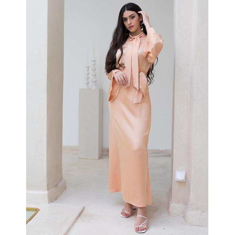 

Ethnic Clothing Satin Dubai Abaya Muslim Women Beading Hijab Maxi Dress Moroccan Turkish Kaftan Islamic Gown Ramadan Eid Party Dresses