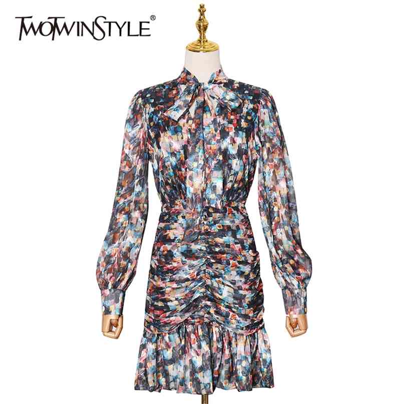 

Sexy Hit Color Dress For Women V Neck Lantern Long Sleeve High Waist Printed Mini Dresses Female Autumn Fashion 210520, Aspicture