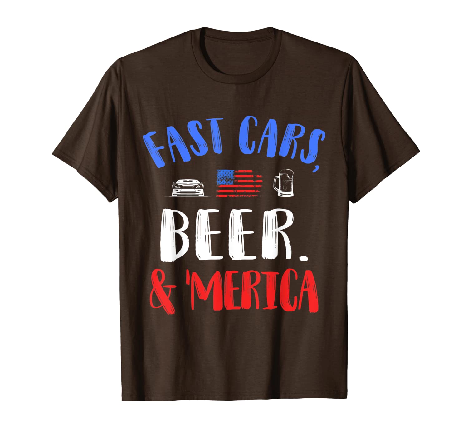 Fast Cars Beer and &#039;merica 4th of July T Shirt-image-699949598