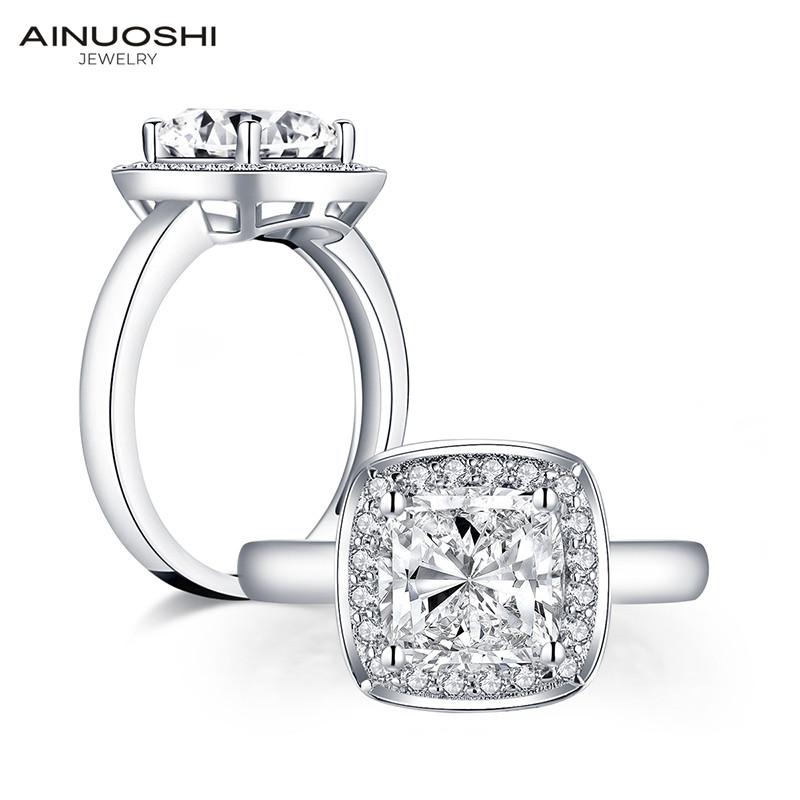 

Cluster Rings AINUOSHI 925 Sterling Silver 2.5 S Cushion Cut Engagement Ring For Women Simulated Diamond Anniversary Wedding
