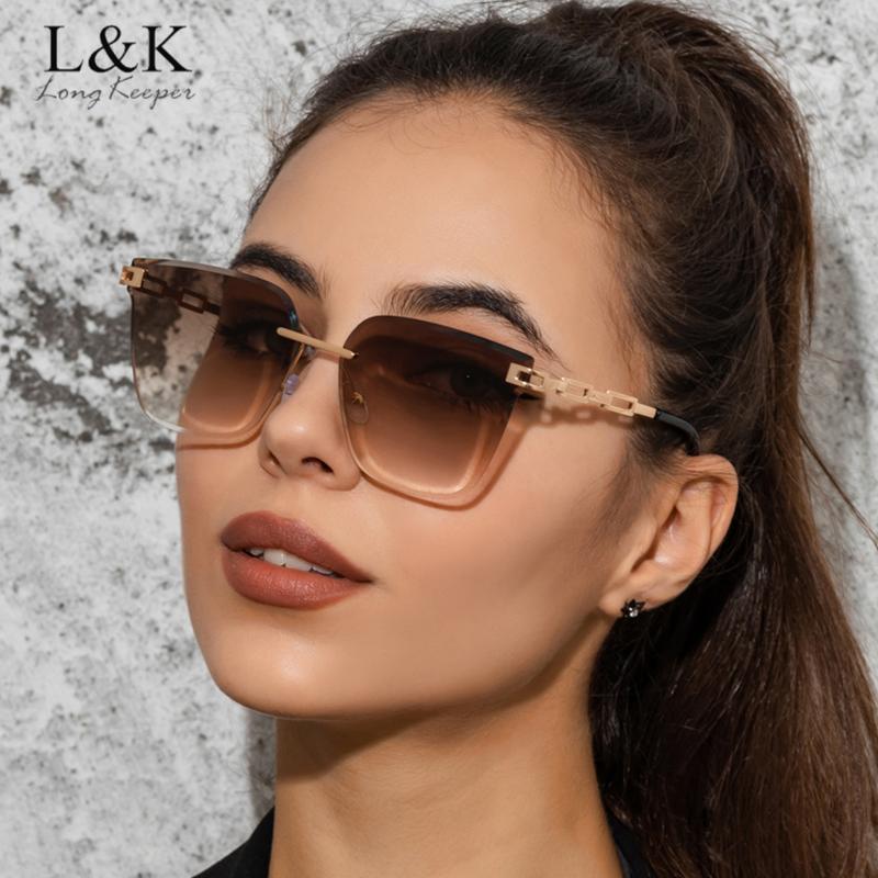 

Sunglasses 2022 Rimless For Women Gradient Decorativos Glasses Ladies Classic Square Sun Female Lunette De Soleil Femme